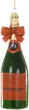 Cody Foster Champagne with Bow Orange Ornament 6" H GL-1288-O