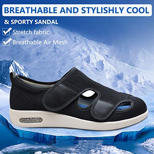 Women Diabetic Shoes, Adjustable Edema Comfy Sandal, Extra Wide Walking Memory Foam Slippers Closed Toe Easy On/Off for Elderly Swollen Bandaged Feet Indoor/Outdoor3