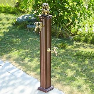 Garden Water Column Floor Mounted Water Hydrant 2 Freeze Proof Outdoor Faucet Relief Design with Booster Spray Gun for Gardening School Yard,One Color