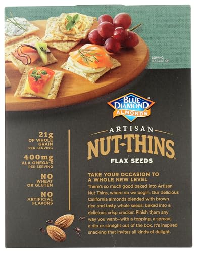 Image of Blue Diamond Almond Artisan Nut Thins Cracker Crisps, Flax Seeds, 4.25 Ounce