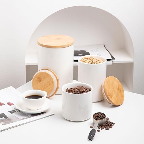 Miniatura 3 de Sweejar Juego de recipientes de cerámica para almacenamiento de alimentos, recipientes apilables para encimera con tapas herméticas Boomboo para