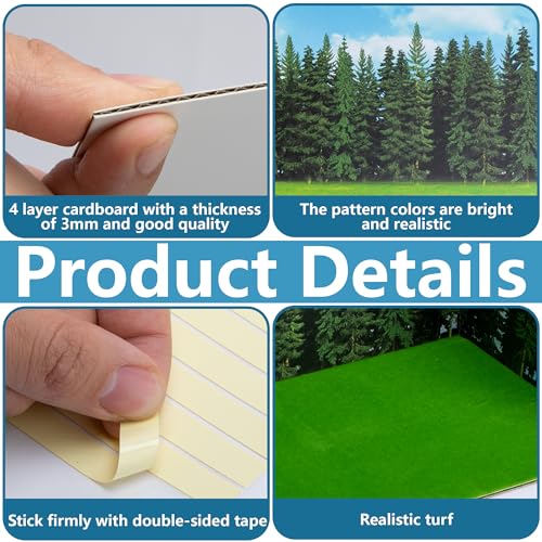 Image of codree 4 Pcs Jungle Style Diorama Box and Fake Grass Decor, Rainforest Diorama Supplies Project Box Set, Cardboard Diorama Kit & Artificial Grass with Double Sided Tapes for DIY Crafts Toys Dollhouse