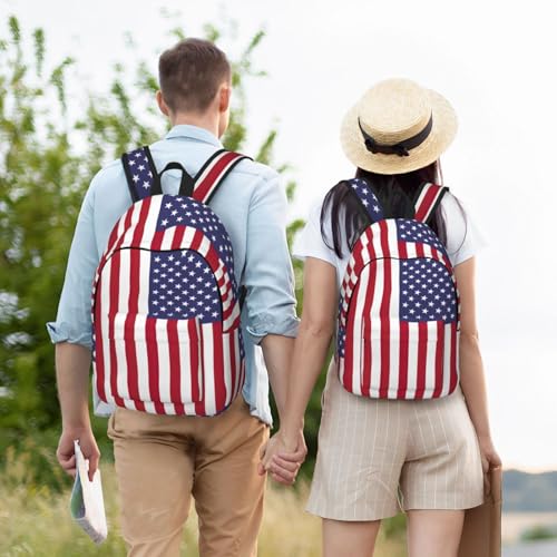 Sac à dos en toile imprimé drapeau américain WURTON unisexe rando