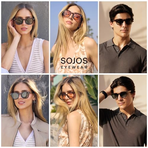 SOJOS Retro Polarized Round Sunglasses Womens Mens Vintage Panto Sun Glasses 70s 80s 90s Circle Shades SJ23782