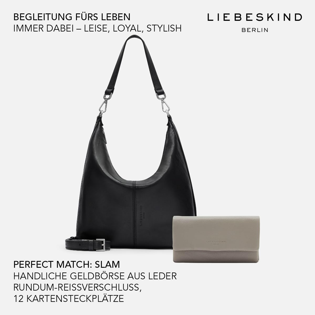 Liebeskind Berlin Hobo M PARIS SMALL PEBBLE black, czarny