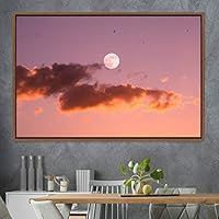 Framed Canvas Wall Art Lunar Aerial Astronomy & Space Expressive Global Moon Multicolor Photography Realism Warm - 16x24 inches