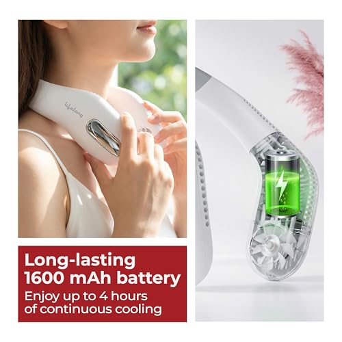 Image of Lifelong Neck Fan with Twin Turbine | 360 Hands-Free Cooling with 70 Air Outlets | 3.8W BLDC Motor, 1600mAh Battery, Type-C Charging, Portable Wearable Personal Fan | Lightweight & Low Noise (White)