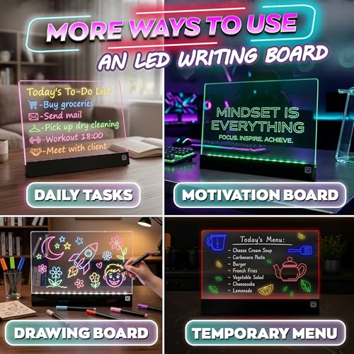 Upgraded 16 Inches LED Drawing Board – Rechargeable, 8 Colors, 11 Light Modes, Adjustable Brightness – Acrylic Light Board for Tracing with Stand, Markers and Full Kit – Birthday Gift Set (Black) — view 5