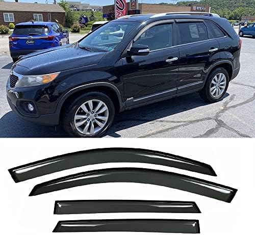 Kucaruce Original Side Window Wind Deflector, 4pcs Out-Channel Tape-On Nice Rain Guards Set,Window Visor fit for 2011-2015 Kia Sorento 94187
