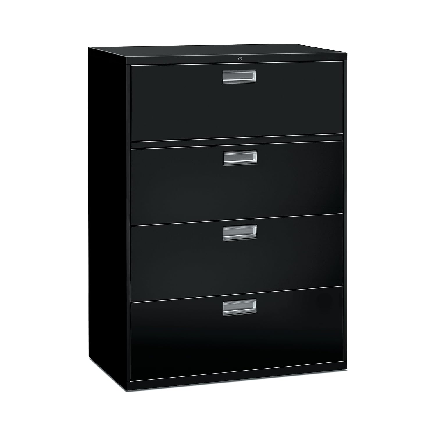HON Brigade 600 Series 4-Drawer Lateral File Cabinet, Locking, Letter/Legal, Black, 42-inch W (HON694LP)