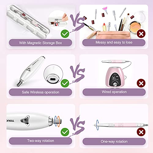 TOUCHBeauty 6 in 1 Kabellos Elektrisch Maniküre Set mit Magnetischer Aufbewahrungsbox, Handgehaltener Nagelfräser… – Bild 4