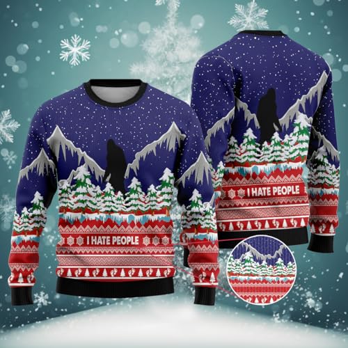 Bigfoot Sweatshirt for Women, Sasquatch Ugly Christmas Sweater Mens Funny Xmas Bigfoot Shirts (HN-SW09)2