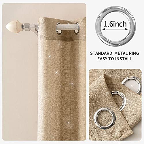 MIULEE 2 Panels Voile Sheer Curtains Cross Linen-like Solid Color Contemporary Decorative Ring Top Eyelet Panels for Bedroom Livingroom Nursery Room Brown 55" Wx69 L - Image 2