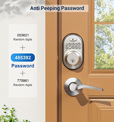Veise Keyless Entry Door Lock With 2 Lever Handles - Electronic Keypad Deadbolt, Auto Lock, Back Lit & Easy Installation Design, Front Door Handle Sets, Satin Nickel #TOP2