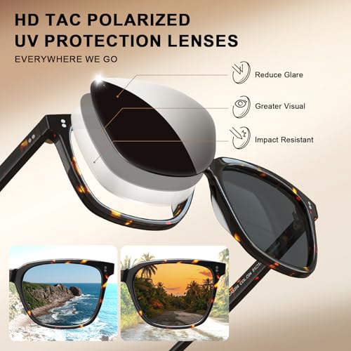 CARFIA Acetate Polarized Sunglasses for Women Small Face - AntiGlare UV400 Protection CA53543