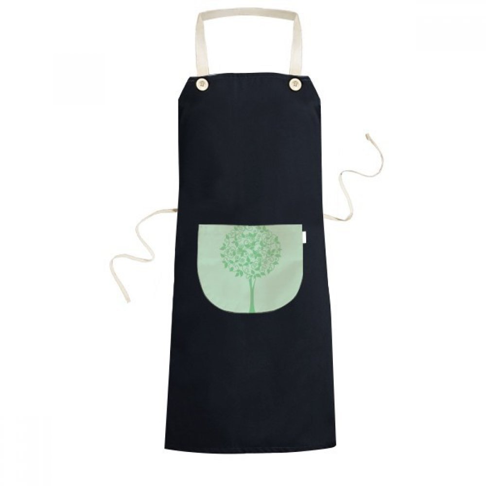 Tablier de cuisine avec poche motif de feuilles et fleurs vertes pour hommes et femmes