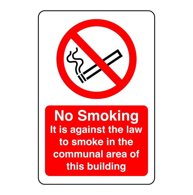 Safety First Display LTD No smoking it is against the law sign - High tack self-adhesive sticker (600mm x 400mm) Viewing Distance within 20m.