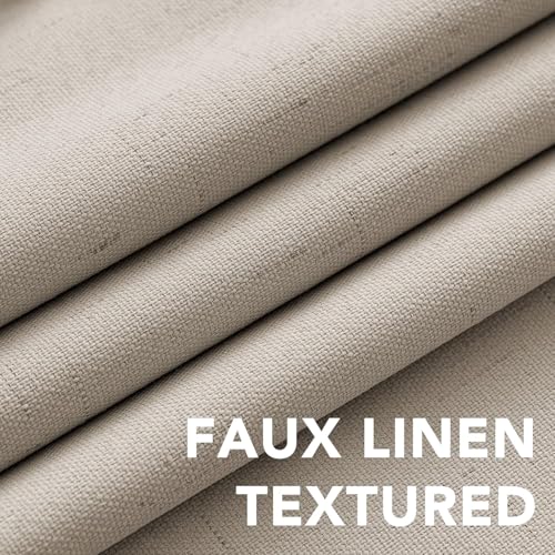 Image of H.VERSAILTEX Linen Curtains 100% Blackout Curtains for Bedroom 90 inch Long Full Light Blocking Nature Linen Blended Window Curtains for Living Room Nickel Grommet (2 Panels, Cobblestone)