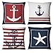 BEDLININGS Cojines Sofas, Estilo Marinero Patrón Algodón Lino Cojines Fundas Cojines Fundas para Sofá Decorativo 18 X 18 Pulgadas Juego De 4,A
