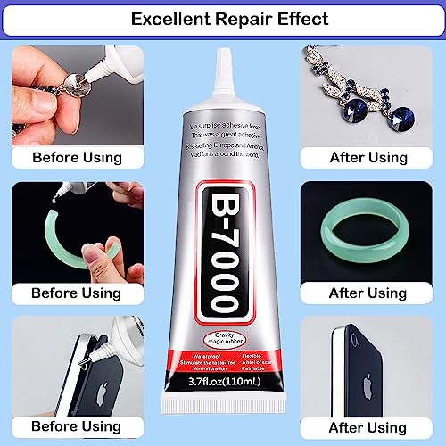 Image of DEXURIES B7000 Multipurpose Adhesive Glue | Jewelry, Beads, Clothes, Shoes, Fabrics,Screen Repair, Metal, Stone, Glass, Mobile Phones,Artificial Crystal Crafts (110ML, 3.7fl oz (Pack of 1))