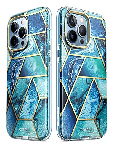 Image of i-Blason Thermoplastic Polyurethane Cosmo Series Case For Iphone 13 Pro 6.1 Inch (2021 Release), Slim Full-Body Stylish Protective Case With Built-In Screen Protector Ocean, Blue