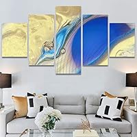 SIGNWIN 5 Panel Canvas Wall Art Modern Art Contemporary Digital Art Dramatic Geometric Multicolor Patterns for Home Decorations Ready to Hang - 60