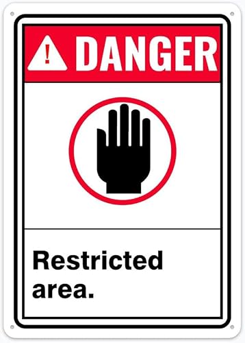 8"x12" Tin Metal Sign - Danger Safety Sign Restricted Area - Rustic Decorative Sign For Home, Outdoor, Cafe, Bar, Kitchen