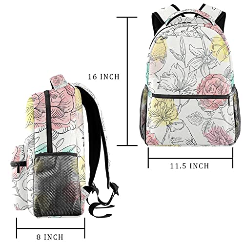 Sac à dos écolier PC 14 pouces imprimé fleurs papillons - 2
