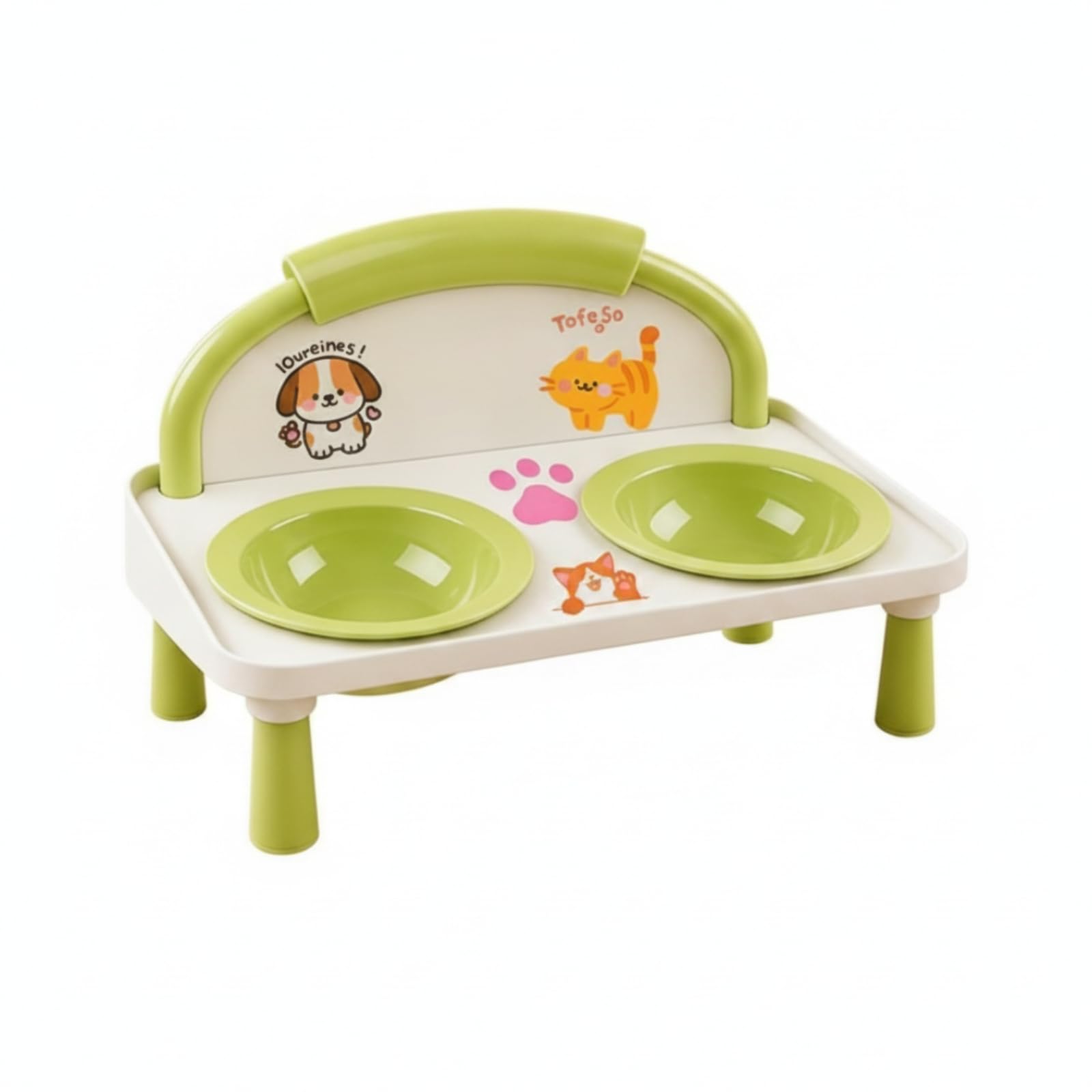 Double Gamelle Surélevée Surélevé Support Gamelles Lavable Au Lave-Vaisselle Bol pour Petits Chiens, Maison, Cuisine, Green