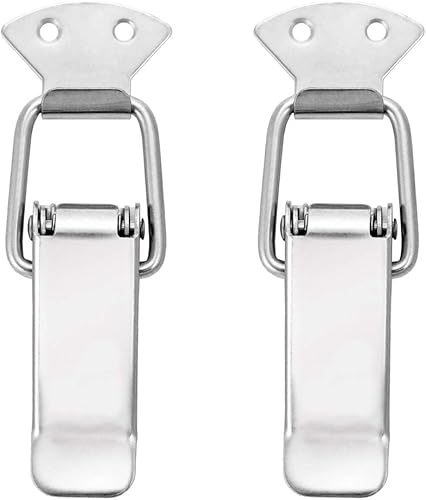 POWERTEC Pestillo de pecho con resorte de acero inoxidable 21103 con placa de enganche, 4.5 pulgadas, paquete de 2