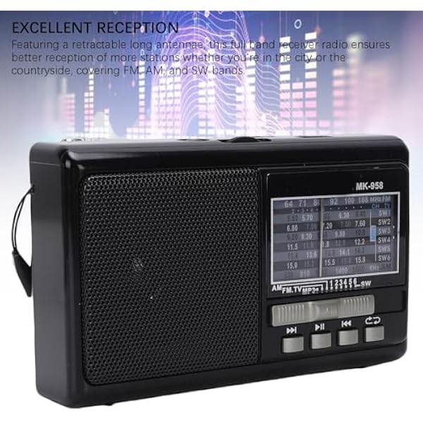 Портативное радио Lazmin112 AM FM SW полнодиапазонный приемник с выдвижными антеннами носимый ремешок прогнозы погоды новости спорт для кемпинга на открытом воздухе