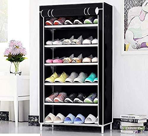 Image of CMerchants Polypropylene Smart Buy Home Utility Portable Space Saving 6 Layer Shoe Rack Organizer Stand Black