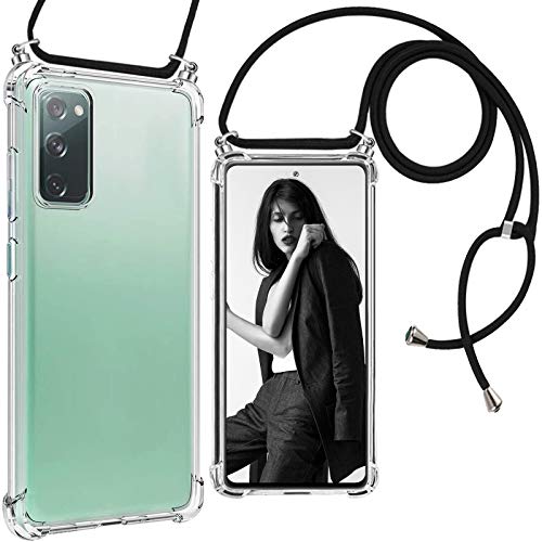 S20 FE 5G Phone Case Lanyard Crossbody Compatible with Samsung Galaxy S20 FE 5G Case Clear Transparent TPU Phone Cases Tether Safety Strap Cell Phone Cover with Cord Nylon Neck Strap