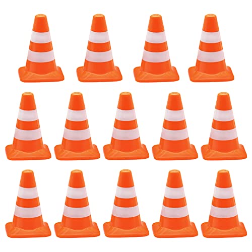 14 mini - conos de advertencia, cono de plomo - cono de tráfico naranja modelos de ornamentos para la fabricación de sombreros marcados rompecabezas educativos para la decoración de la casa de muñecas Cover