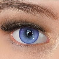Kontaktlinsen farbig ohne Stärke blau-lila | farbige crazy Jahreslinsen Anime | weiche Linsen | 2 Stück Farblinsen + Linsenbehälter | 0.0 Dioptrien | Fasching | Halloween | Charmiga Stars Blue Violet