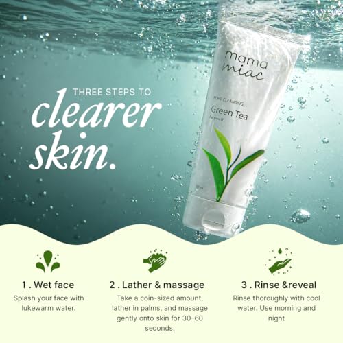 Image of MAMAMIAC Green Tea Deep Cleansing Face Wash - 100ml | For Oil Control, Bright & Clear Skin (Pack of 2)