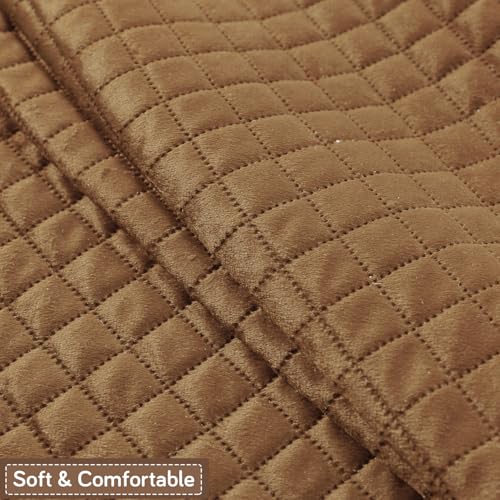 Image of HOKIPO Quilted Sofa Cover 5 Seater Set (3+1+1) - Sofa Cover for Seat & Back | 'Quilt Classic' Golden (IN-927 * 2+925 * 4-GLD)