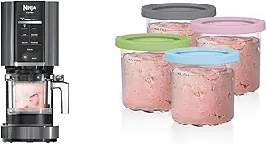 Ninja NC299AMZ CREAMi Ice Cream Maker, for Gelato, Mix-ins, Milkshakes, Sorbet & Pints 4 Pack, Compatible with NC299AMZ & NC300s Series Creami Ice Cream Makers, BPA-Free & Dishwasher Safe, Color Lids