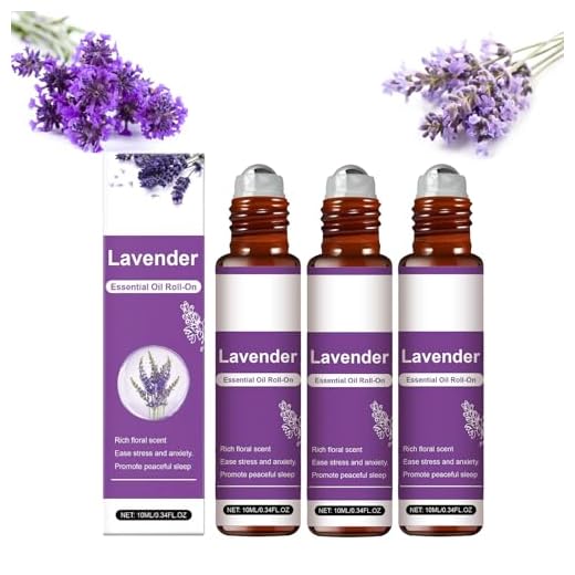 Aceite esencial de lavanda Roll-On, 100 % puro natural, aceite de aromaterapia premium para relajación, masaje, difusor, velas y fabricación de jabón, aroma calmante de lavanda (3 unidades)