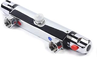 Comprar Grifo termostático de ducha antiquemaduras – 38 °C temperatura constante ± 1,5 °C y regulación automática de la temperatura – Grifo mezclador de pared de latón con protección infantil para baño/ducha