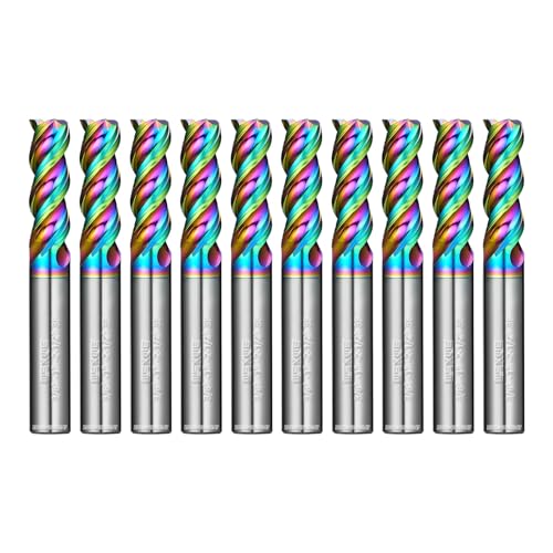 Image of Tools Carbide End Mills,DLC Coating CNC Mill Bits for Aluminum, Copper, Magnesium Alloys, High Silicon Aluminum, Composite Materials, 3 Flute,3 /8 Shank (3 /8-2.5 inch 10pcs)