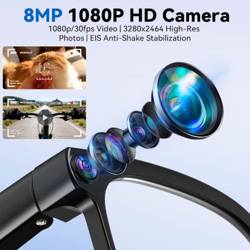 Image of AI Smart Glasses with 8MP Camera, Bluetooth Camera Glasses for Women Men