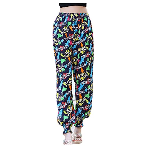 Gillberry Cotton Pants for Women Capri Pants Elastic Waist Pant Loose Harem Pants Printed Crop Palazzo Pants Black
