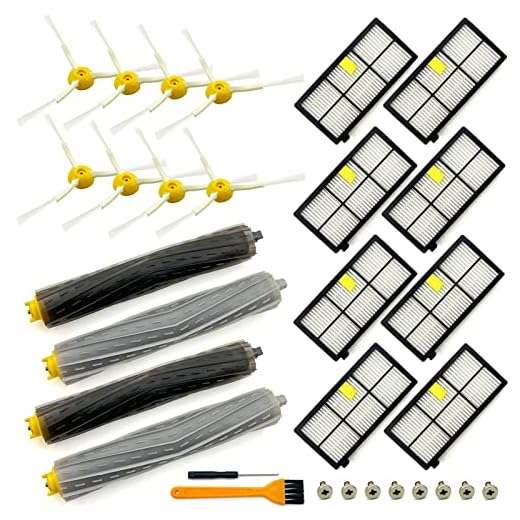 18 Pack Replacement Parts Compatible with iRobot Roomba 800 900 Series 805 850 860 861 864 866 870 871 880 890 891 960 980 981 985 961 Vacuum Accessories,2 Set Roller Brushes,8 Filters,8 Side Brushes