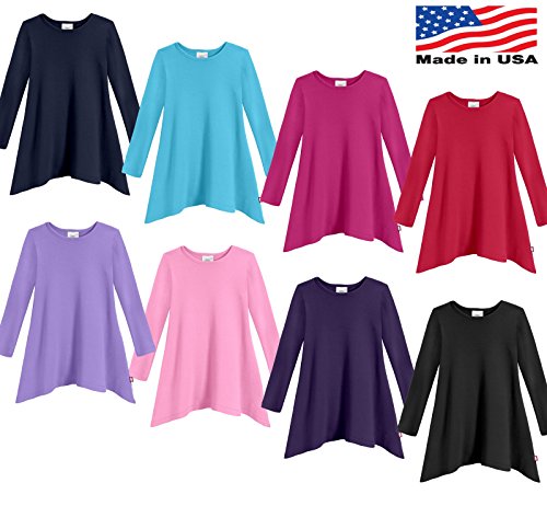 City Threads Girls' Shark Bite Short Sleeve Tunic Top Blouse Shirt Stylish Modern All Cotton for Sensitive Skins SPD Sensory Friendly, White, 102