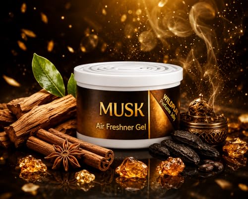 Image of Wildplay Musk Car Gel Freshener 80g - Long Lasting Lemon Fragrance, Spill Proof Gel Air Freshener, Odor Eliminator, Dashboard Perfume for Fresh and Pleasant Car Interior