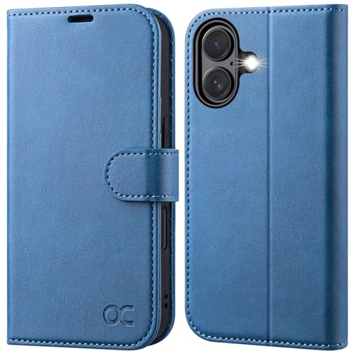 OCASE for iPhone 16 Case, PU Leather Wallet, Magnetic Flip Folio Cover with RFID Blocking, Card Holders, Shockproof TPU