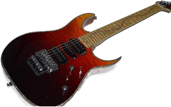 Custom electric guitar,Quilted maple wood veneer guitar body,Tree of Life fretboard mosaic,Lock-string tuners