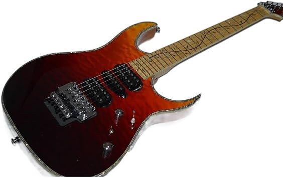 Custom electric guitar,Quilted maple wood veneer guitar body,Tree of Life fretboard mosaic,Lock-string tuners