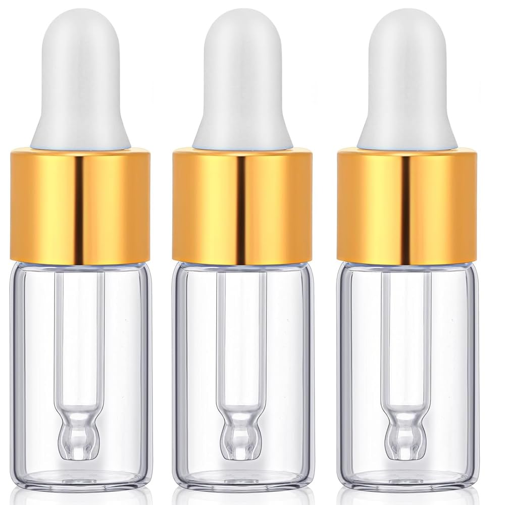 Hunky Dory 3ml Mini Transparent Glass Dropper Bottles Small Sample Vials for Traveling Essential, Oils,Cosmetic, Liquid, Perfume (Pack of 3)-image-49